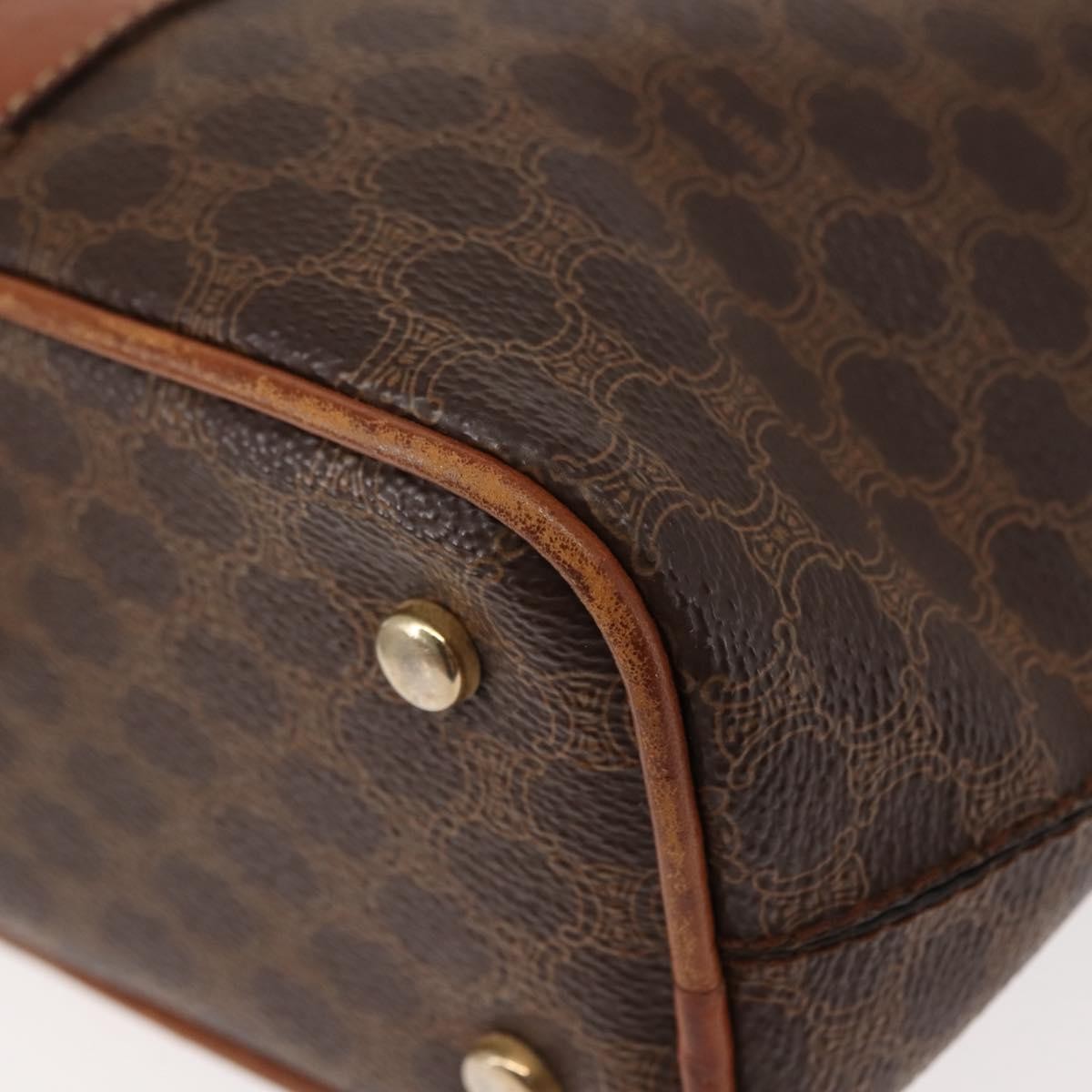 Celine Vintage Macadam Shoulder Bag Canvas, BROWN, PVC, Shoulder bag
