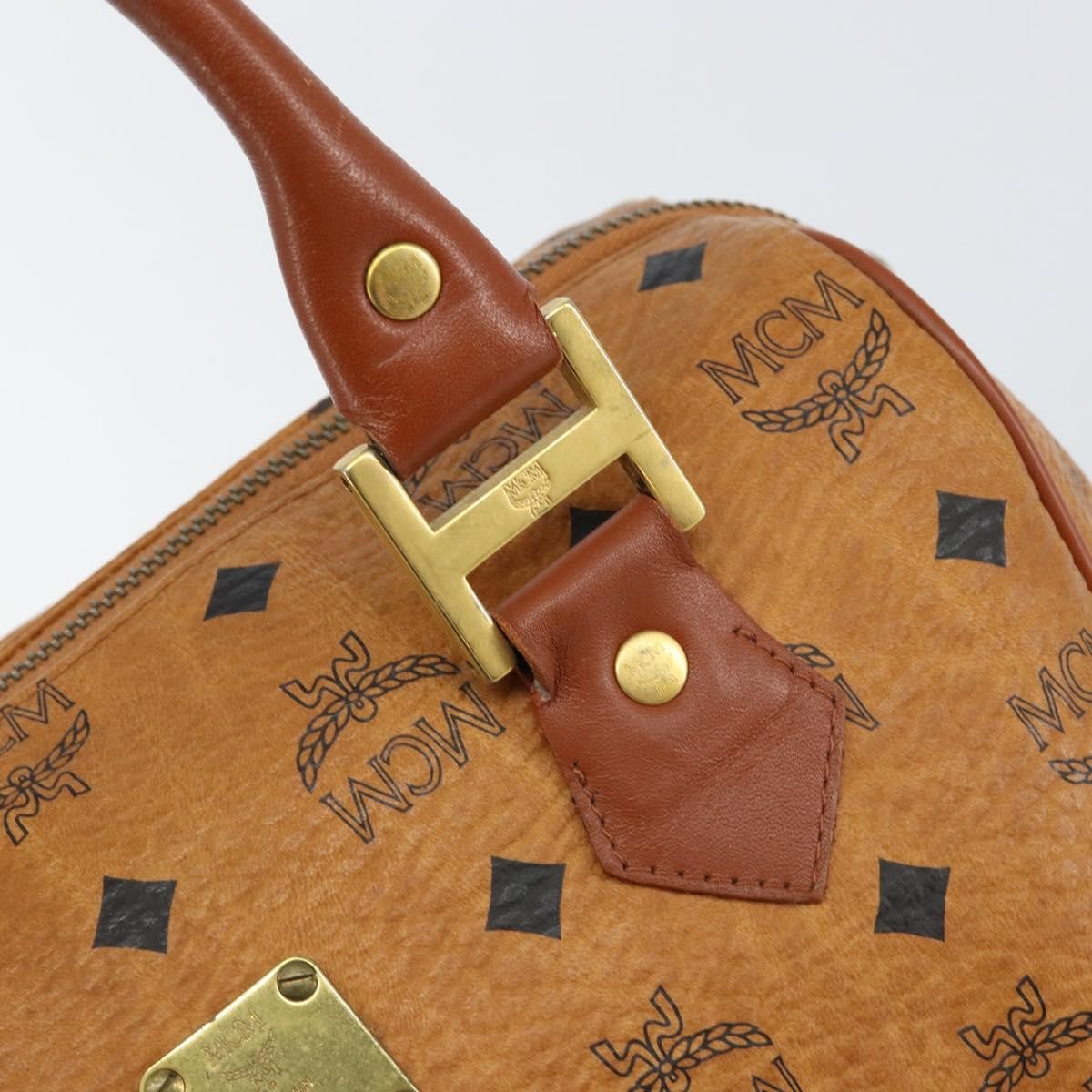 MCM Visetos Handbag Canvas and Leather, BROWN, CANVAS, Handbag