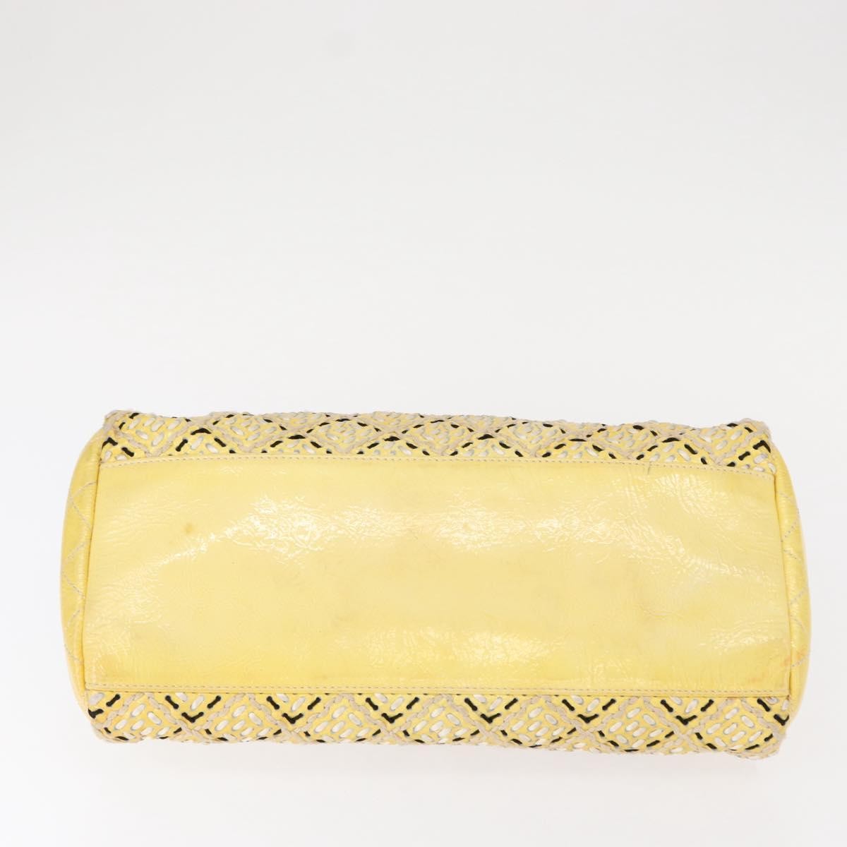 Chanel Just Mademoiselle Bag Woven Stitch Patent, YELLOW, PATENT_LEATHER, Shoulder bag