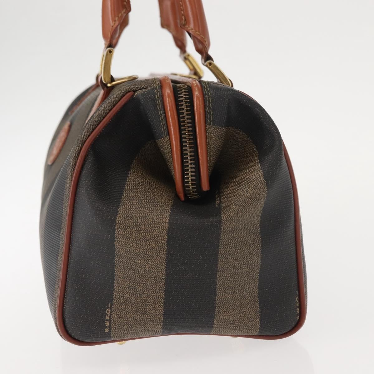 Fendi Vintage Pequin Convertible Boston Bag Coated Canvas, BROWN, CANVAS, Handbag