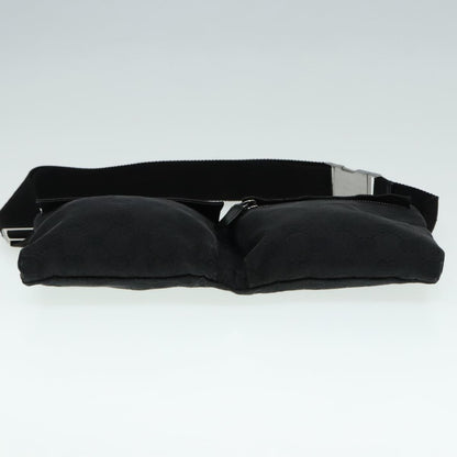 Gucci Vintage Double Belt Bag GG Canvas with Leather, BLACK, CANVAS, Clutche & pouche