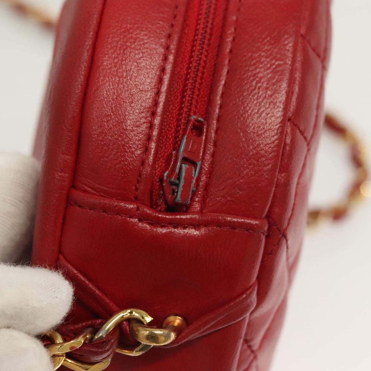 Chanel Vintage Round Tassel Crossbody Bag Quilted Lambskin, RED, LEATHER, Shoulder bag