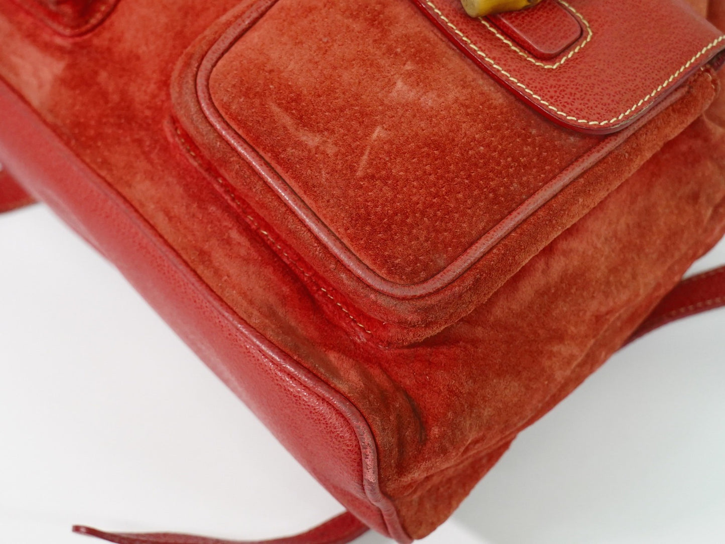 Gucci Vintage Bamboo Backpack Suede, PINK, SUEDE, Backpack
