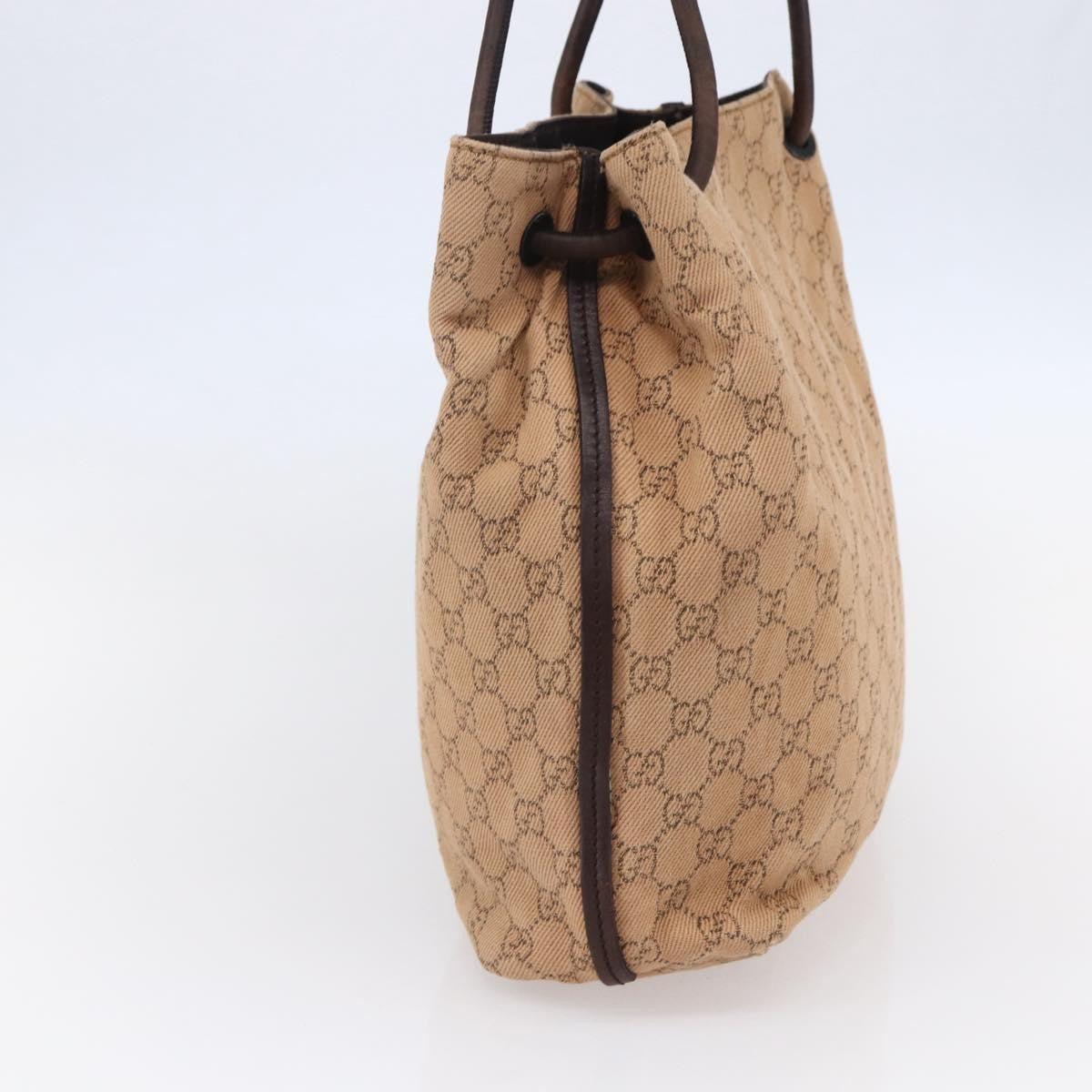 Gucci Vintage Open Shoulder Bag (Outlet) GG Canvas with Leather, BEIGE, CANVAS, Shoulder bag