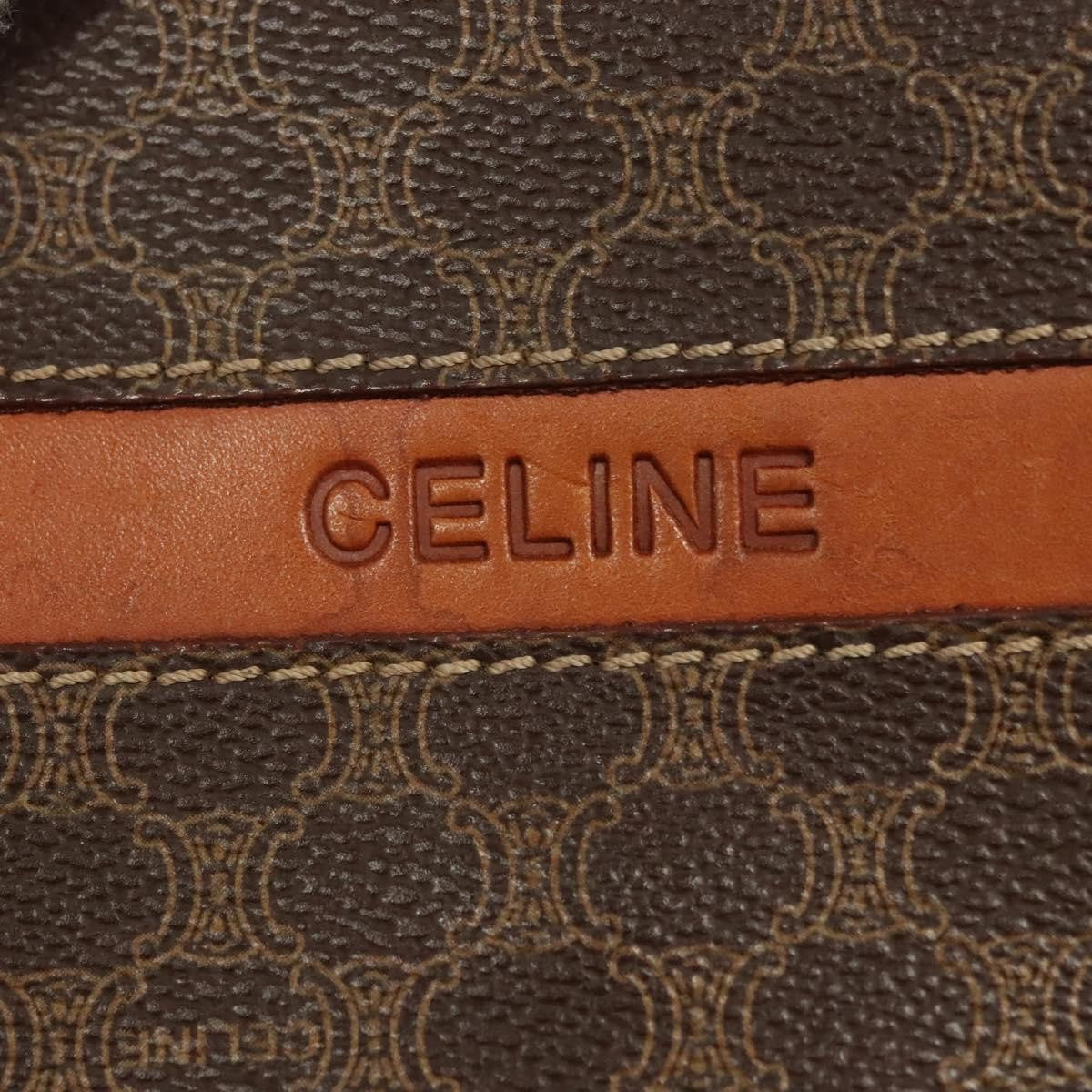 Celine Vintage Drawstring Flap Backpack Macadam Coated Canvas, BROWN, CANVAS, Backpack