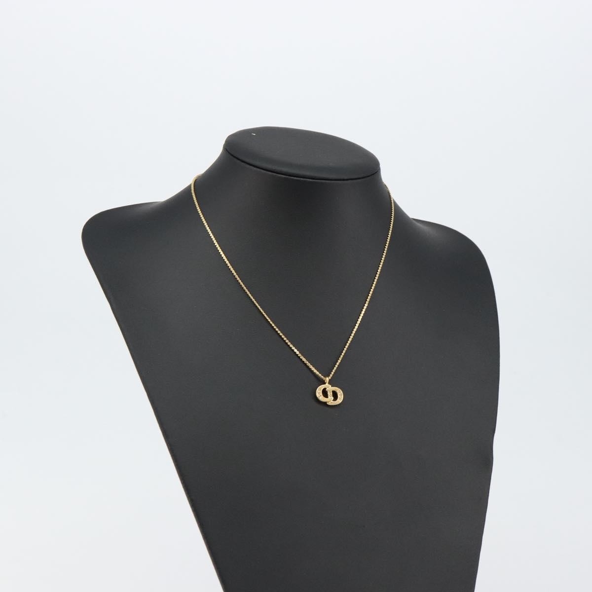 Christian Dior CD Pendant Necklace Metal and Crystals, GOLD, METAL, Necklace