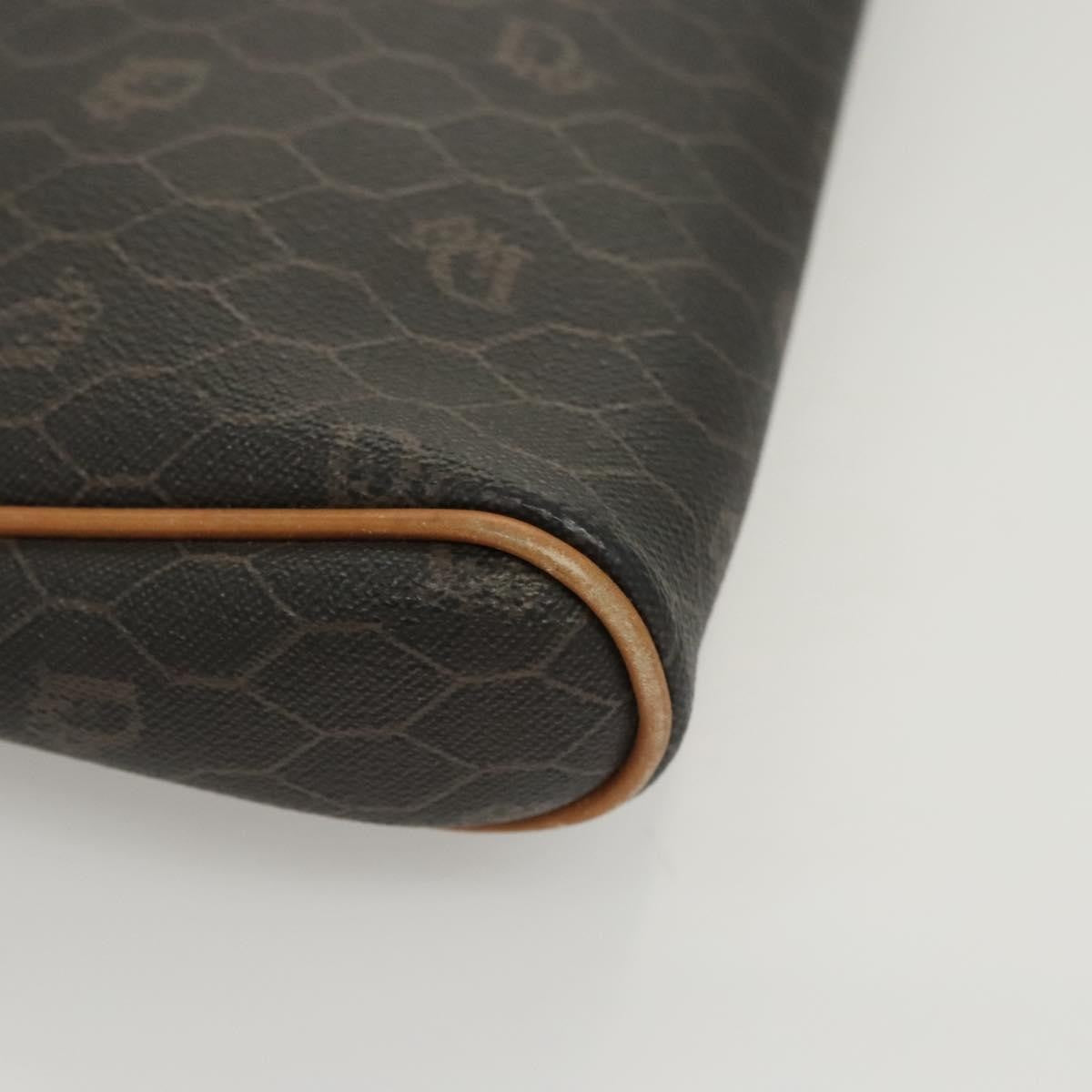 Christian Dior Vintage Honeycomb Zip Pouch Canvas and Leather, Black, Canvas, Clutch