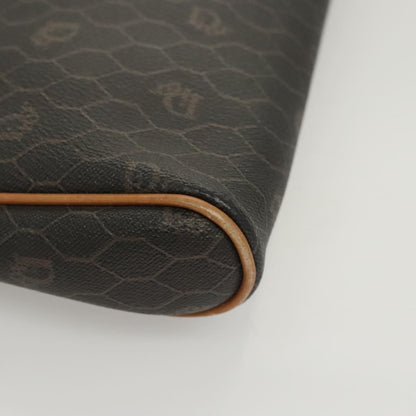 Christian Dior Vintage Honeycomb Zip Pouch Canvas and Leather, Black, Canvas, Clutch
