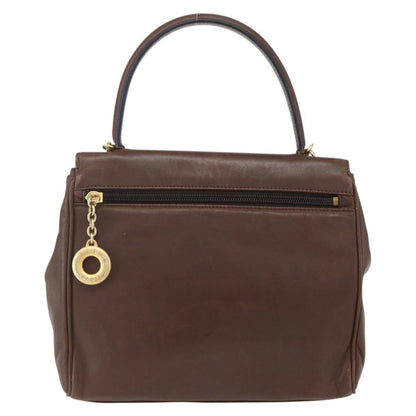 Celine Circle Logo Handbag Leather, BROWN, LEATHER, Handbag