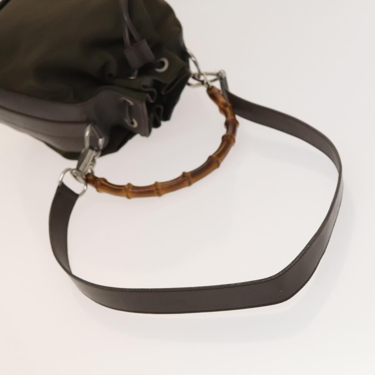 Gucci Vintage Bamboo Bucket Bag Nylon and Leather, BROWN, NYLON, Handbag