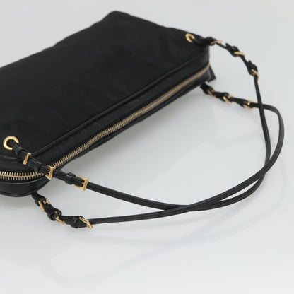 Prada SHOULDER BAG NYLON BLACK GOLD, Black, Nylon, Shoulder Bag