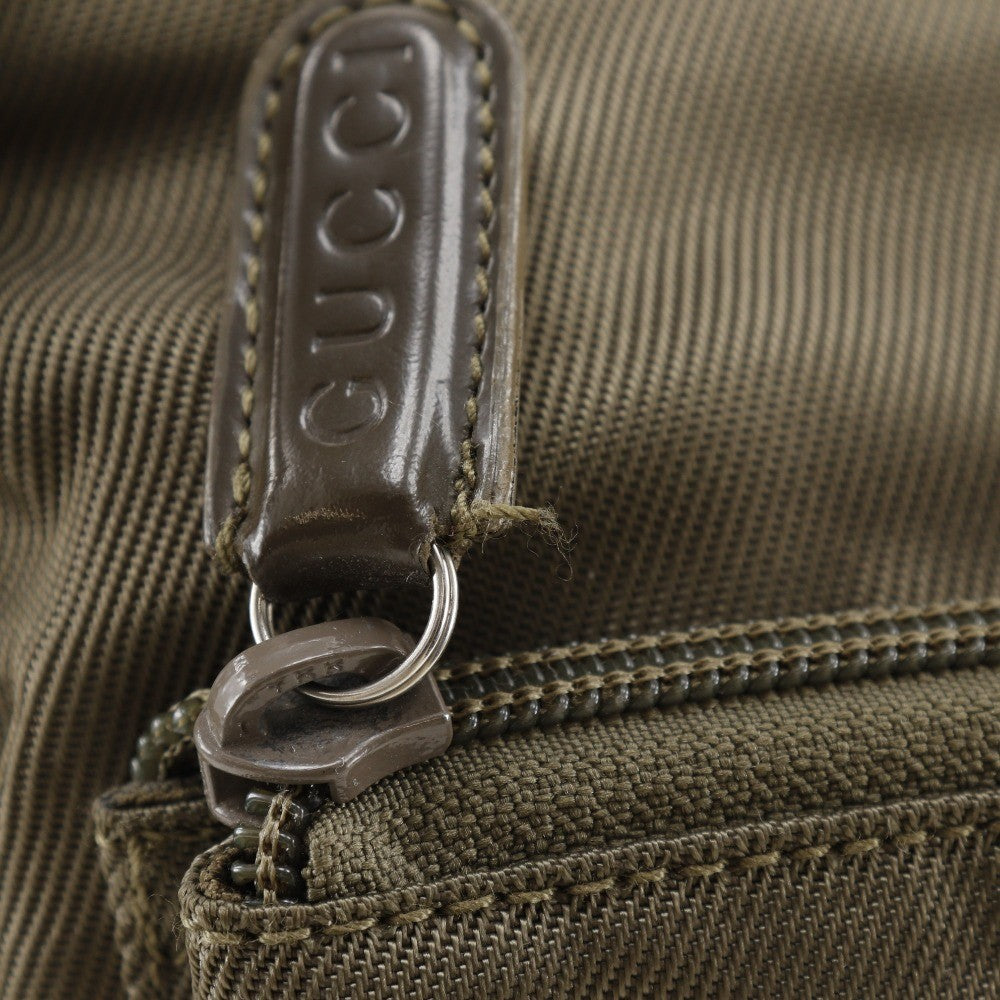 Gucci Convertible Bamboo Zip Tote Canvas, KHAKI, NYLON, Shoulder bag