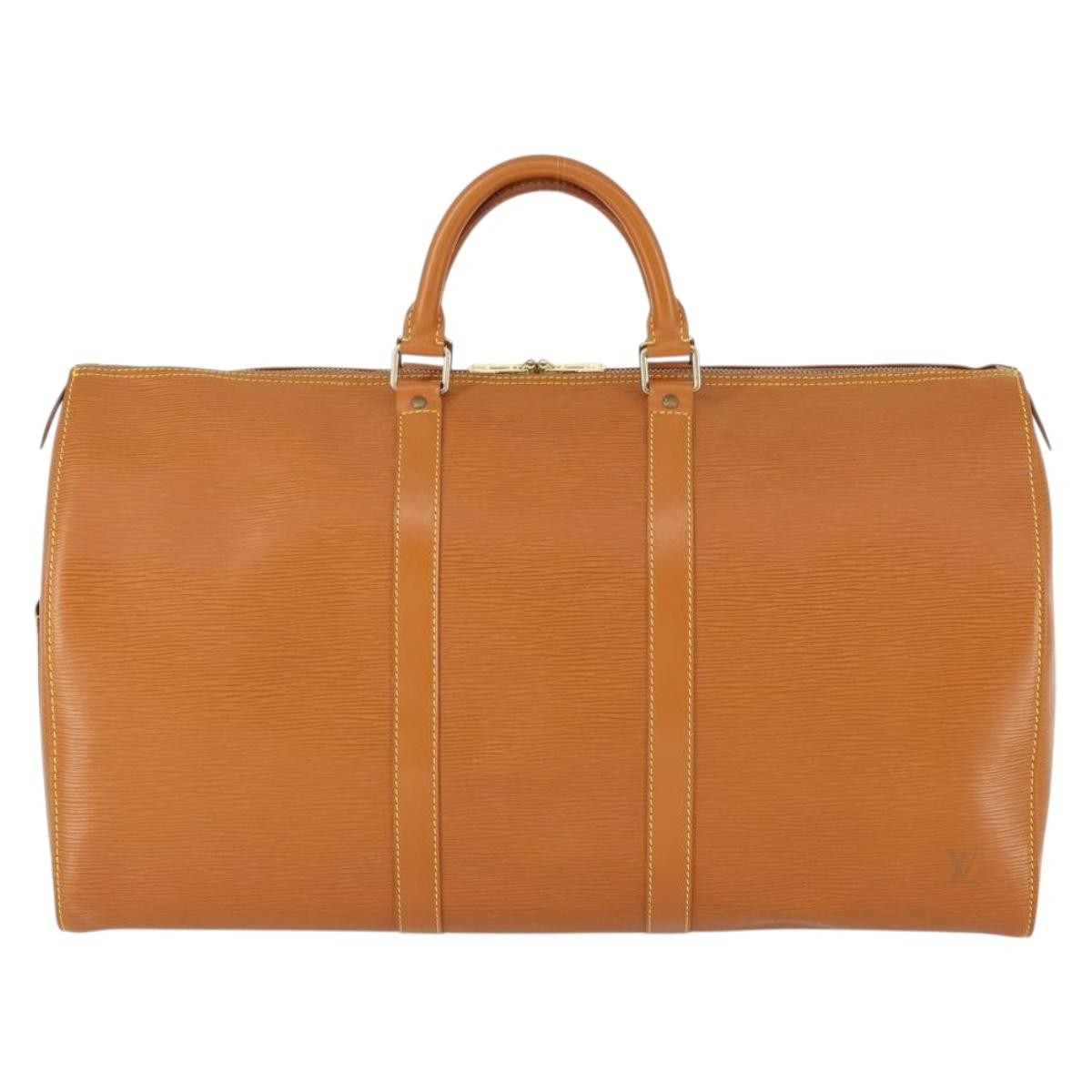 Louis Vuitton Keepall Bag Epi Leather, BROWN, LEATHER, Travel bag