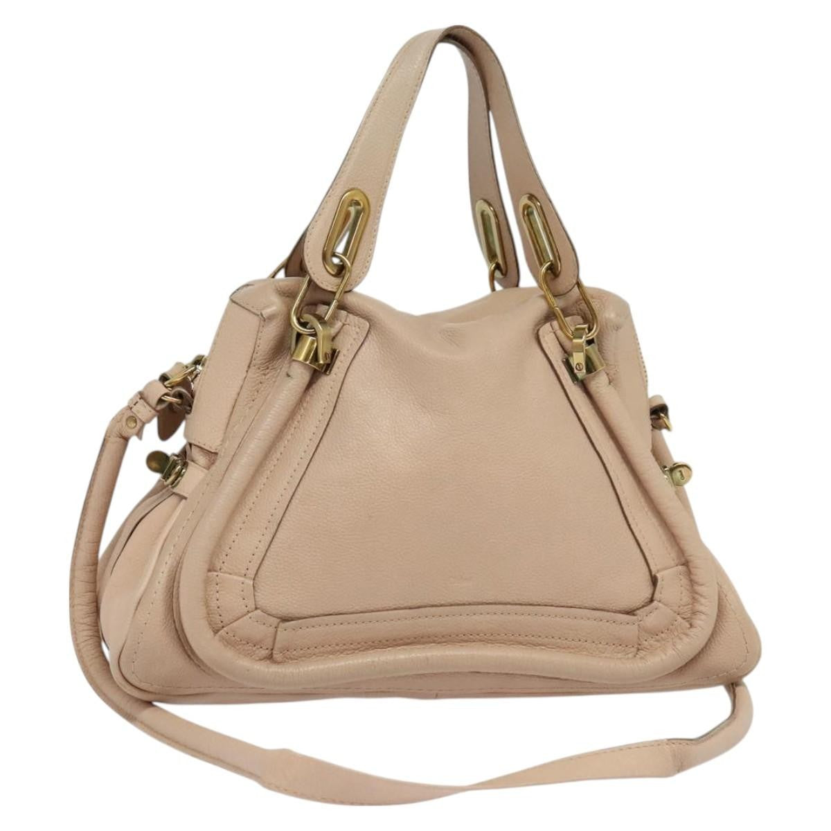 Chloe Paraty Handbag Quilted Leather, BEIGE, LEATHER, Handbag