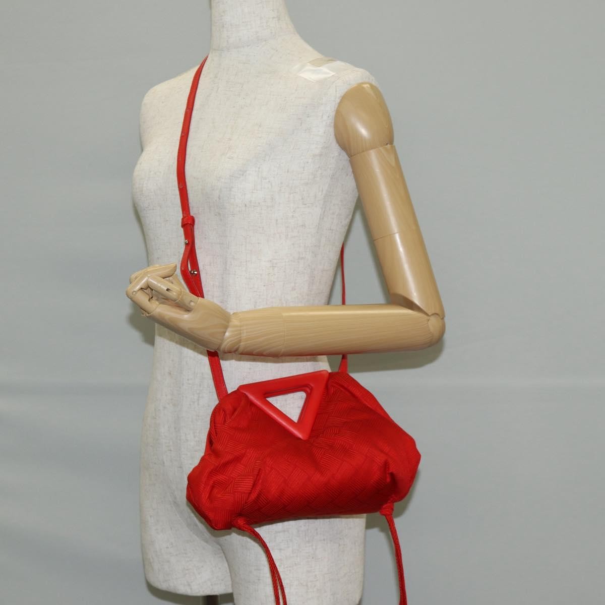 Bottega Veneta Point Shoulder Bag Chunky Knit Fabric, Red, Nylon, Shoulder Bag