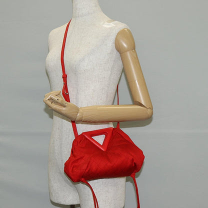 Bottega Veneta Point Shoulder Bag Chunky Knit Fabric, Red, Nylon, Shoulder Bag
