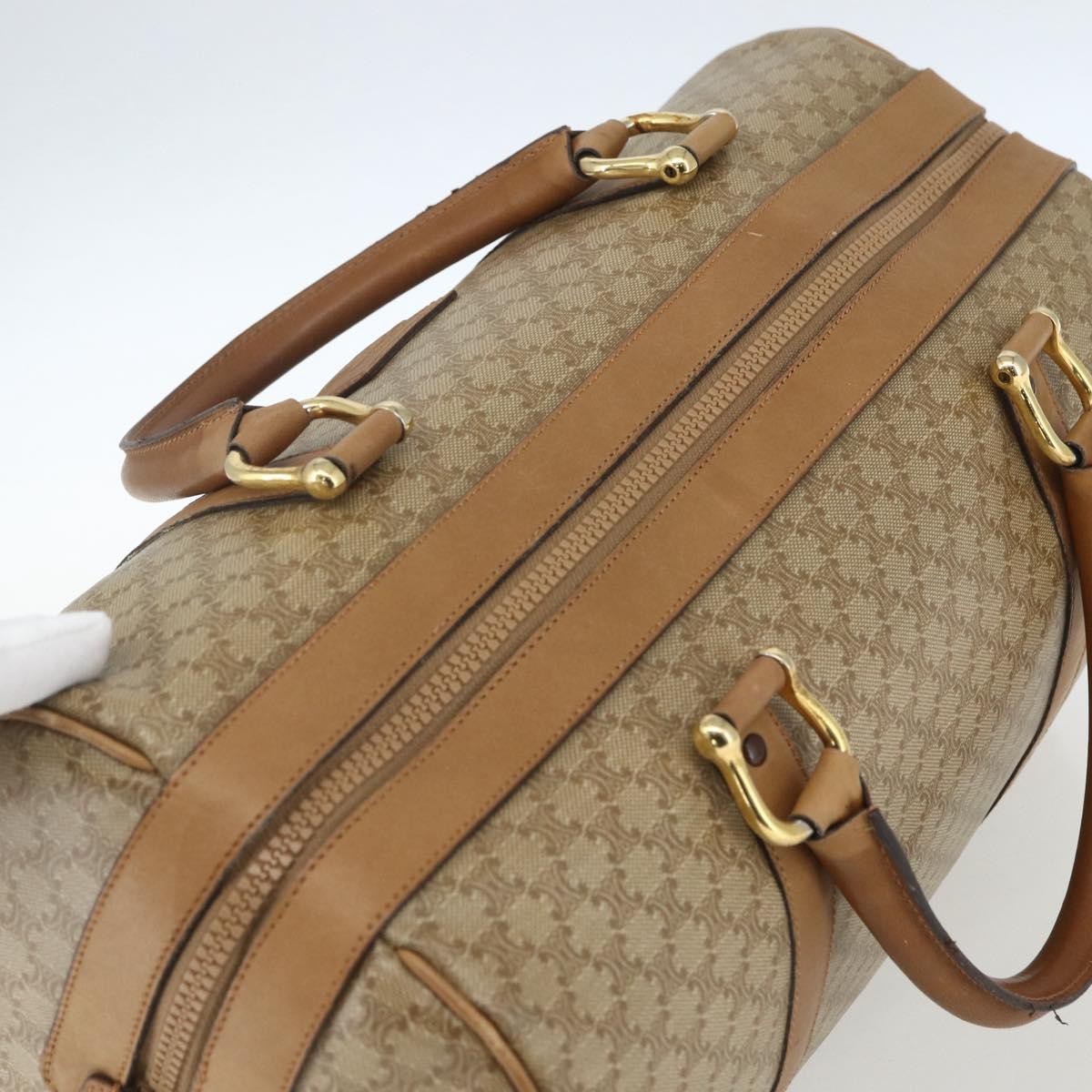 Celine Vintage Macadam Boston bag Canvas and Leather, BEIGE, CANVAS, Travel bag