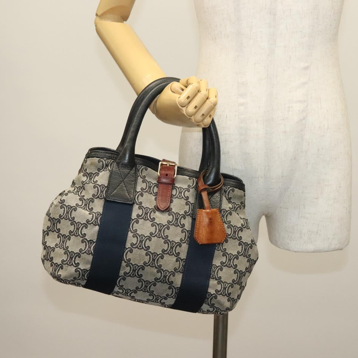 Celine Vintage Macadam Handbag Macadam, NAVY, CANVAS, Handbag
