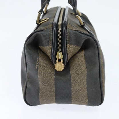 Fendi Vintage Pequin Boston Bag Coated Canvas, BROWN, CANVAS, Handbag