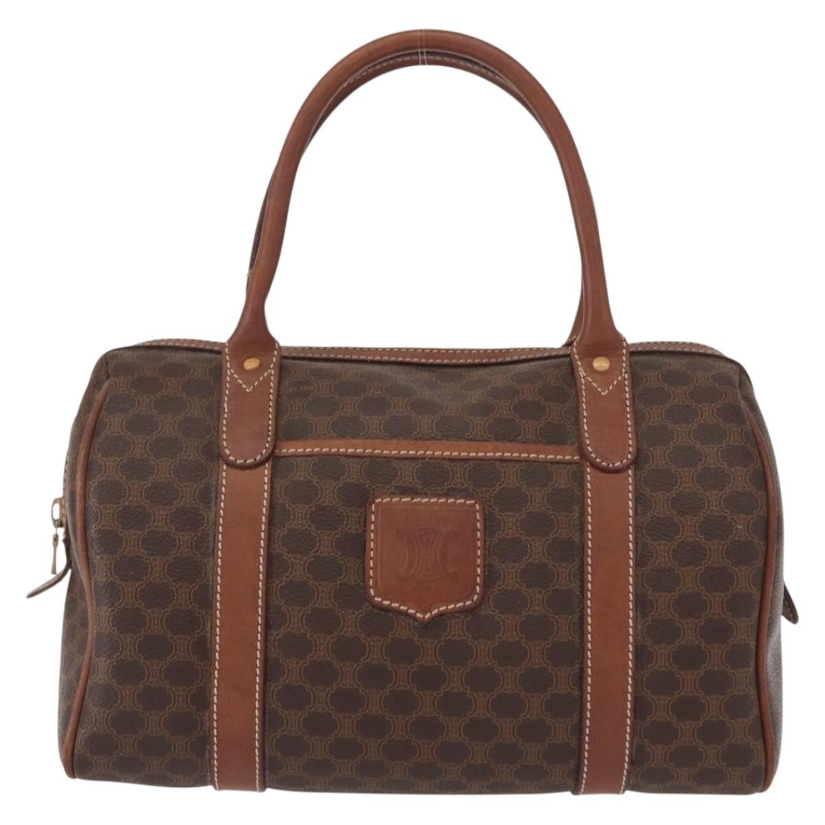 Celine Vintage Macadam Boston bag Canvas, BROWN, CANVAS, Travel bag