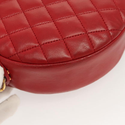 Chanel Vintage Round Tassel Crossbody Bag Quilted Lambskin, RED, LEATHER, Shoulder bag