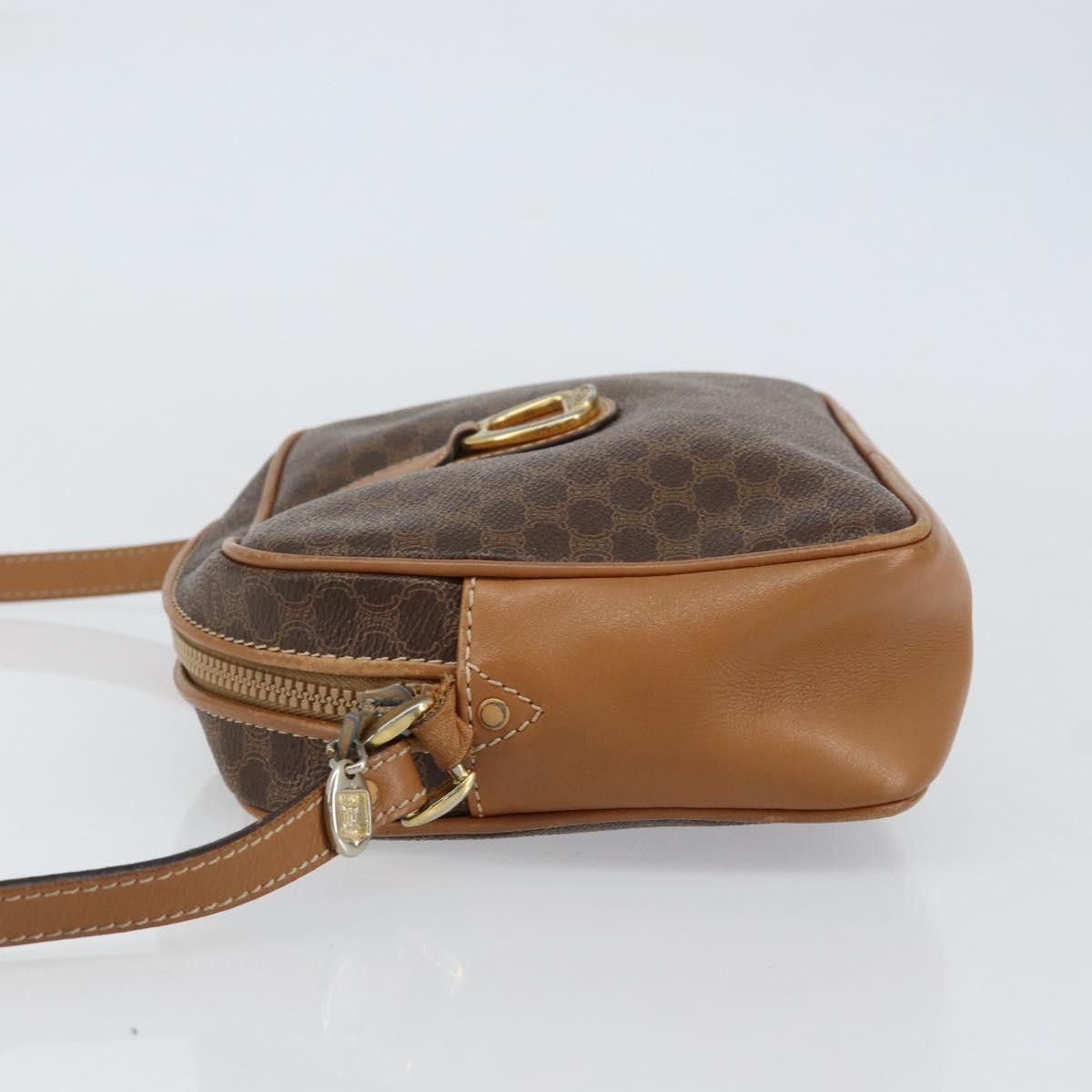 Celine Vintage Macadam Shoulder Bag Canvas and Leather, BROWN, CANVAS, Shoulder bag