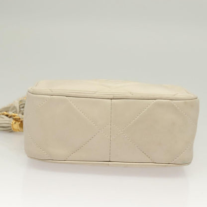 Chanel Vintage Diamond CC Camera Bag Quilted Lambskin, BEIGE, LEATHER, Shoulder bag
