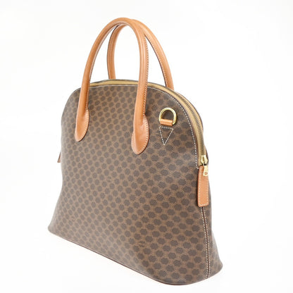 Celine Vintage Macadam Handbag Canvas and Leather, BROWN, CANVAS, Handbag