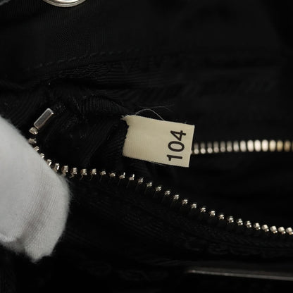 Prada Double Pocket Drawstring Shoulder Bag Tessuto, Black, Nylon, Shoulder Bag
