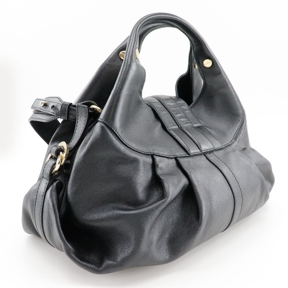 Bvlgari Chandra Hobo Leather, Black, Leather, Handbag