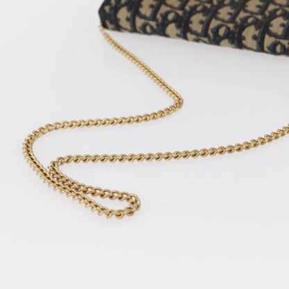 Christian Dior Vintage CD Chain Flap Shoulder Bag Diorissimo Canvas, NAVY, CANVAS, Shoulder bag