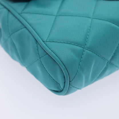 Prada Pushlock Chain Flap Bag Quilted Tessuto, Turquoise, Nylon, Shoulder Bag