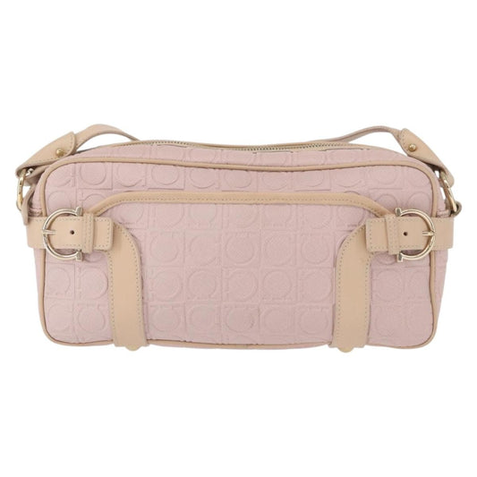 Salvatore Ferragamo Gancini Shoulder Bag Leather, PINK, LEATHER, Shoulder bag
