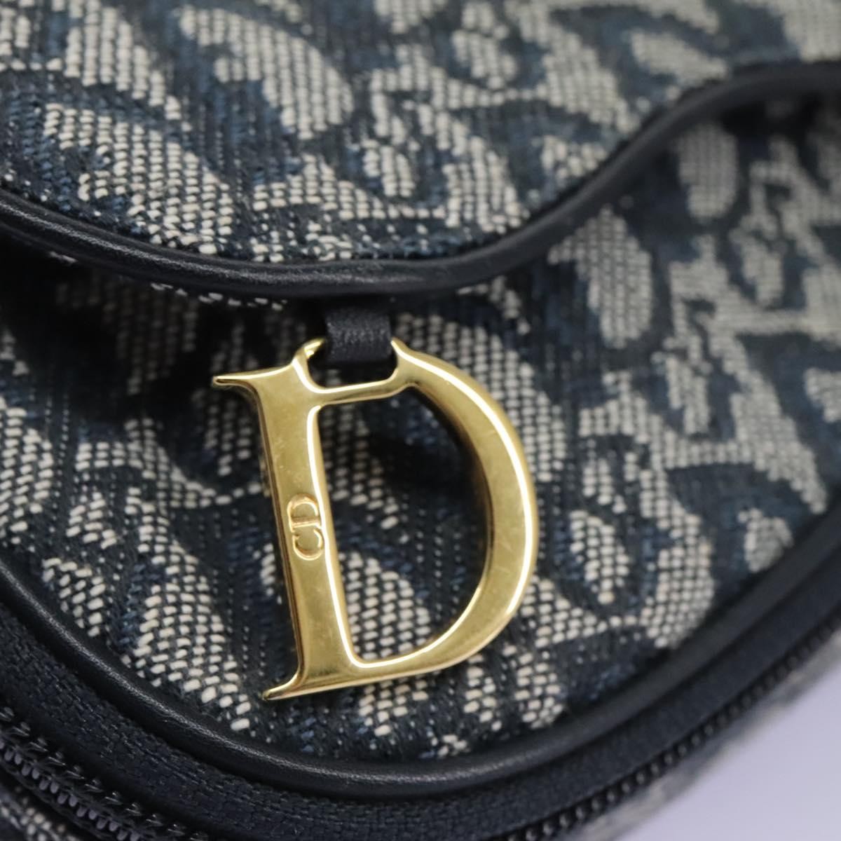 Christian Dior Vintage Saddle Coin Purse Diorissimo Canvas, NAVY, CANVAS, Clutche & pouche