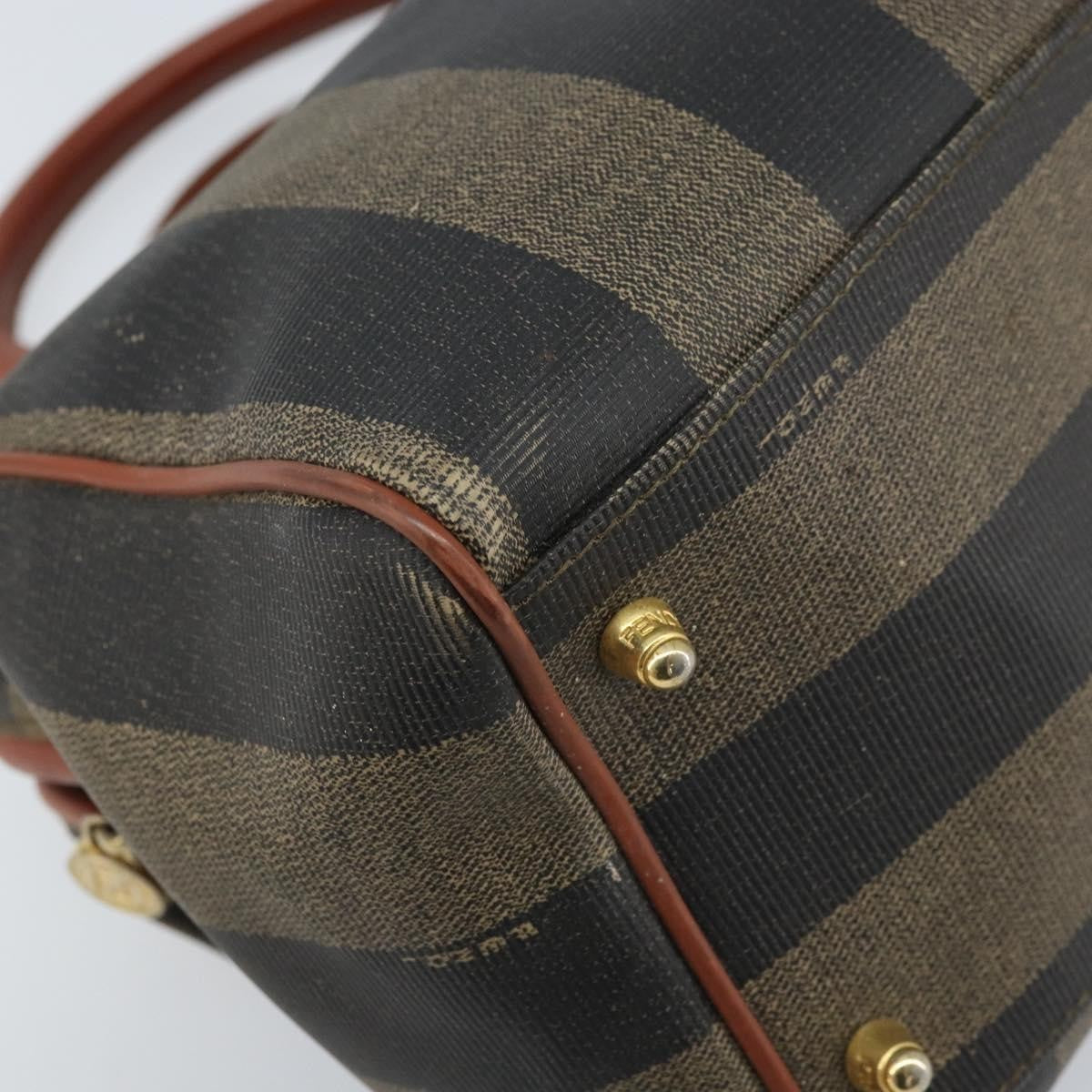 Fendi Vintage Pequin Convertible Boston Bag Coated Canvas, BROWN, CANVAS, Handbag