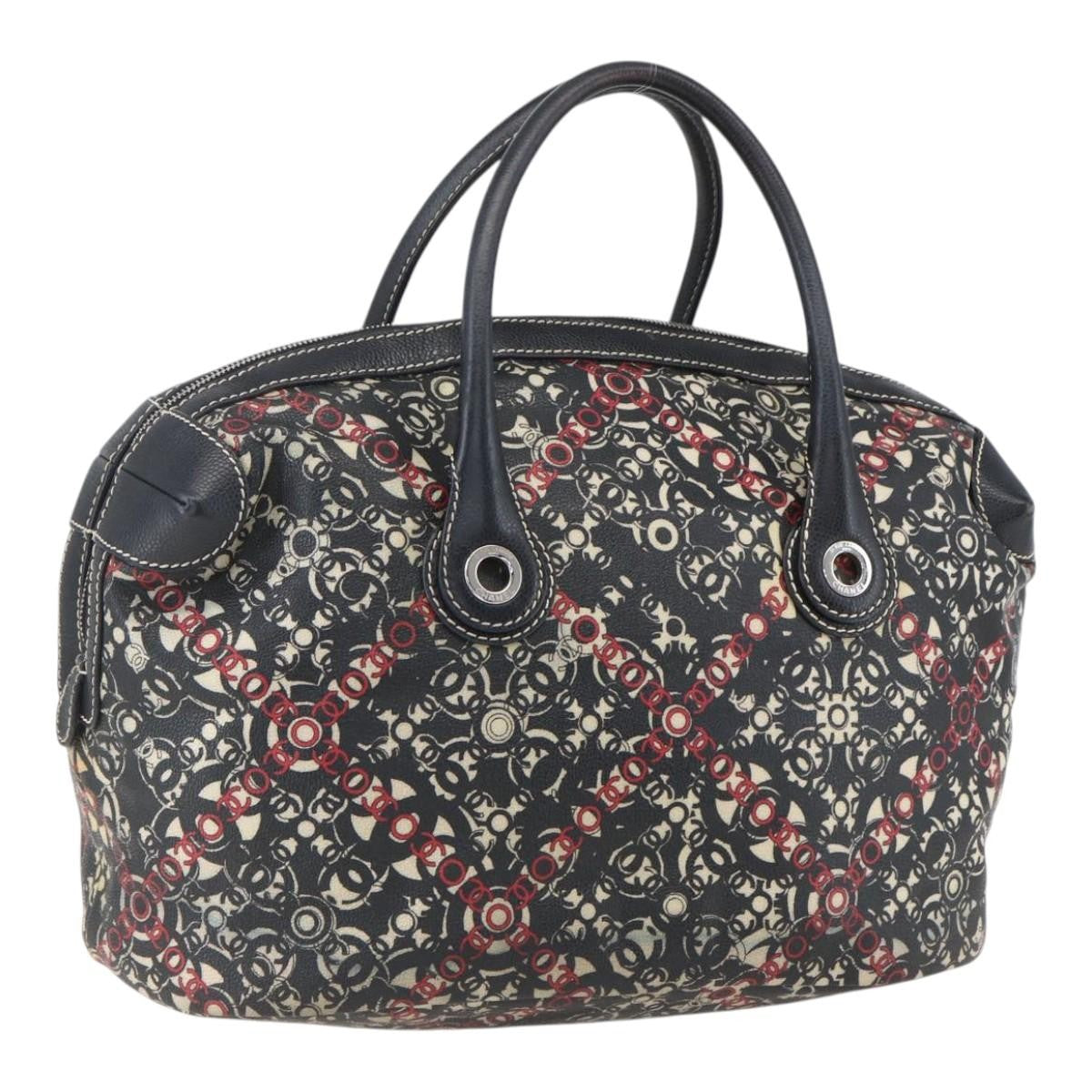 Chanel Optic Coco Bowler Bag Printed Coated Canvas with Caviar, BLACK, PVC, Travel bag
