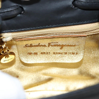 Salvatore Ferragamo Gancini Shoulder Bag Leather, BLACK, LEATHER, Shoulder bag