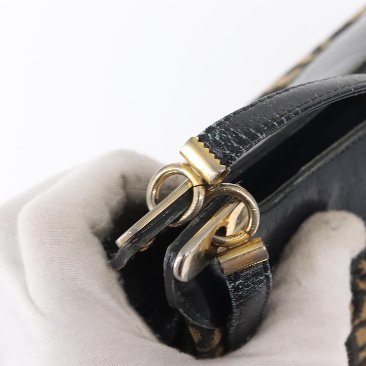 Christian Dior Vintage Trotter Shoulder Bag Canvas, NAVY, CANVAS, Shoulder bag