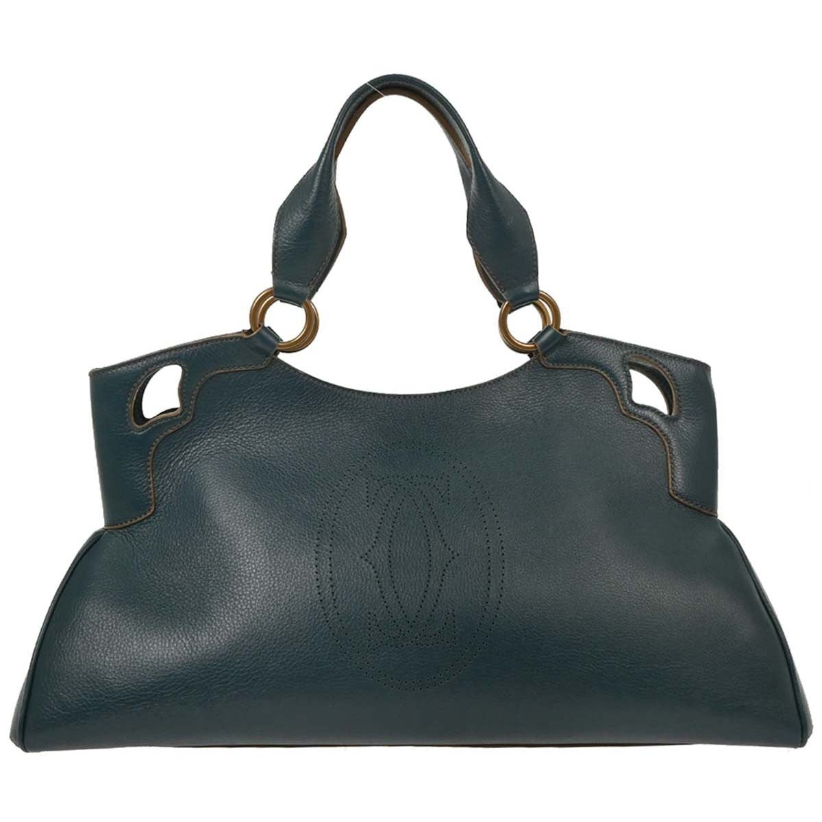 cartier Marcello Handbag Leather, GREEN, LEATHER, Handbag