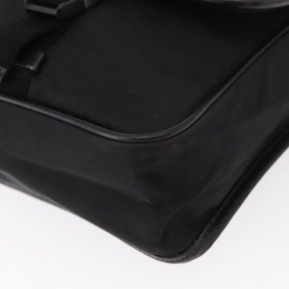 Prada Logo Flap Messenger Bag Tessuto, Black, Nylon, Shoulder Bag