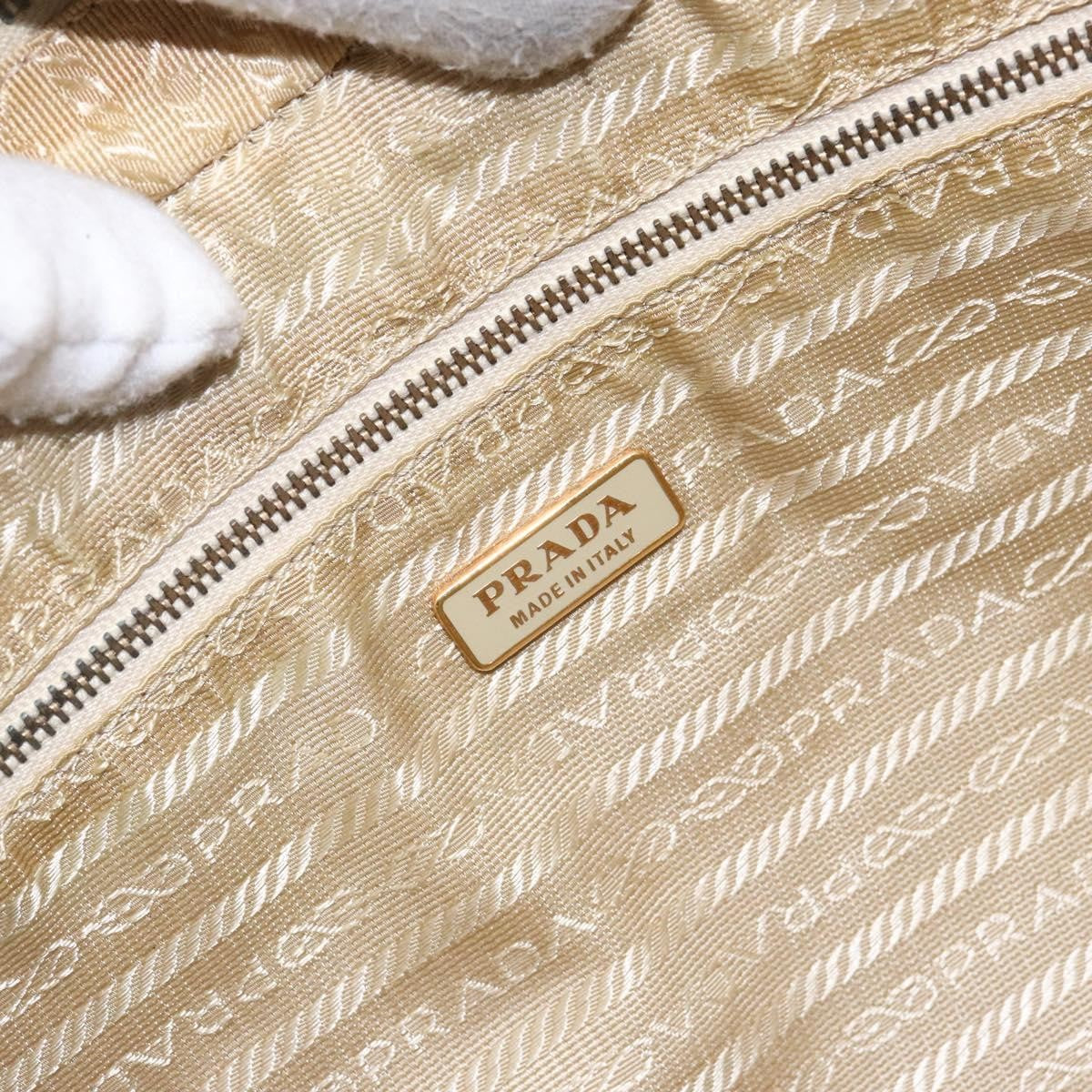 Prada Vintage Zip Handbag Tessuto, BEIGE, NYLON, Handbag