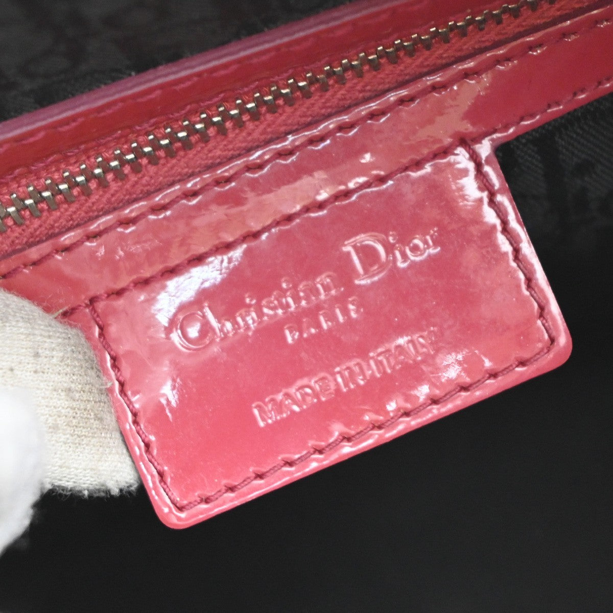 Christian Dior Vintage Lady Dior Bag Cannage Quilt Patent, RED, PATENT_LEATHER, Handbag