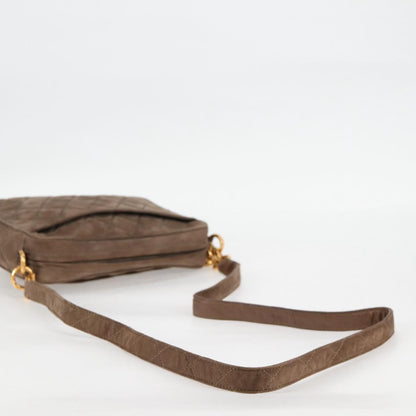Chanel Vintage Front Pocket Camera Bag Quilted Suede, BROWN, SUEDE, Shoulder bag