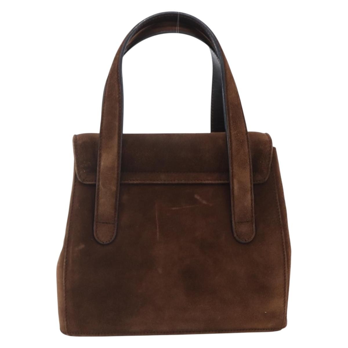 Salvatore Ferragamo Gancini handbag Suede, BROWN, SUEDE, Handbag