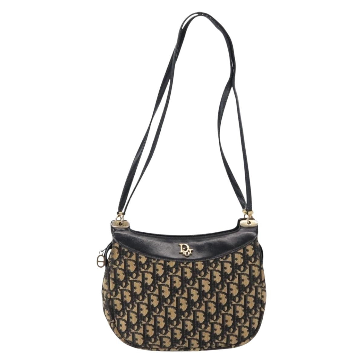 Christian Dior Vintage Trotter Shoulder Bag Canvas, NAVY, CANVAS, Shoulder bag