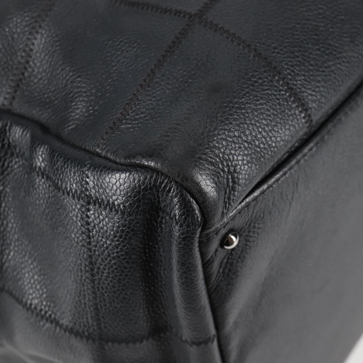 Chanel Square Stitch Shoulder Bag Quilted Caviar, BLACK, LEATHER, Shoulder bag