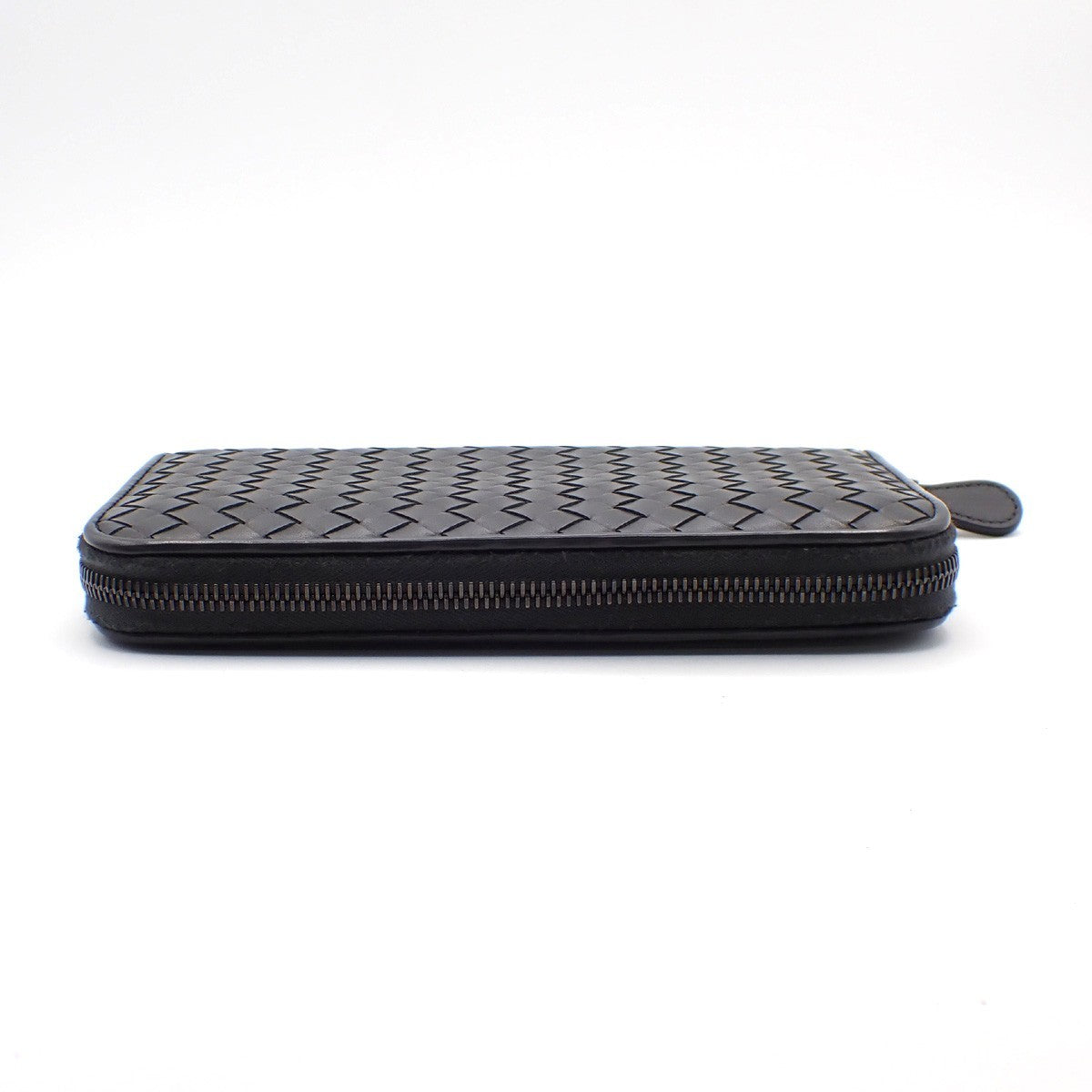 Bottega Veneta Intrecciato Long Zip  Wallet Leather, Black, Leather, Wallet