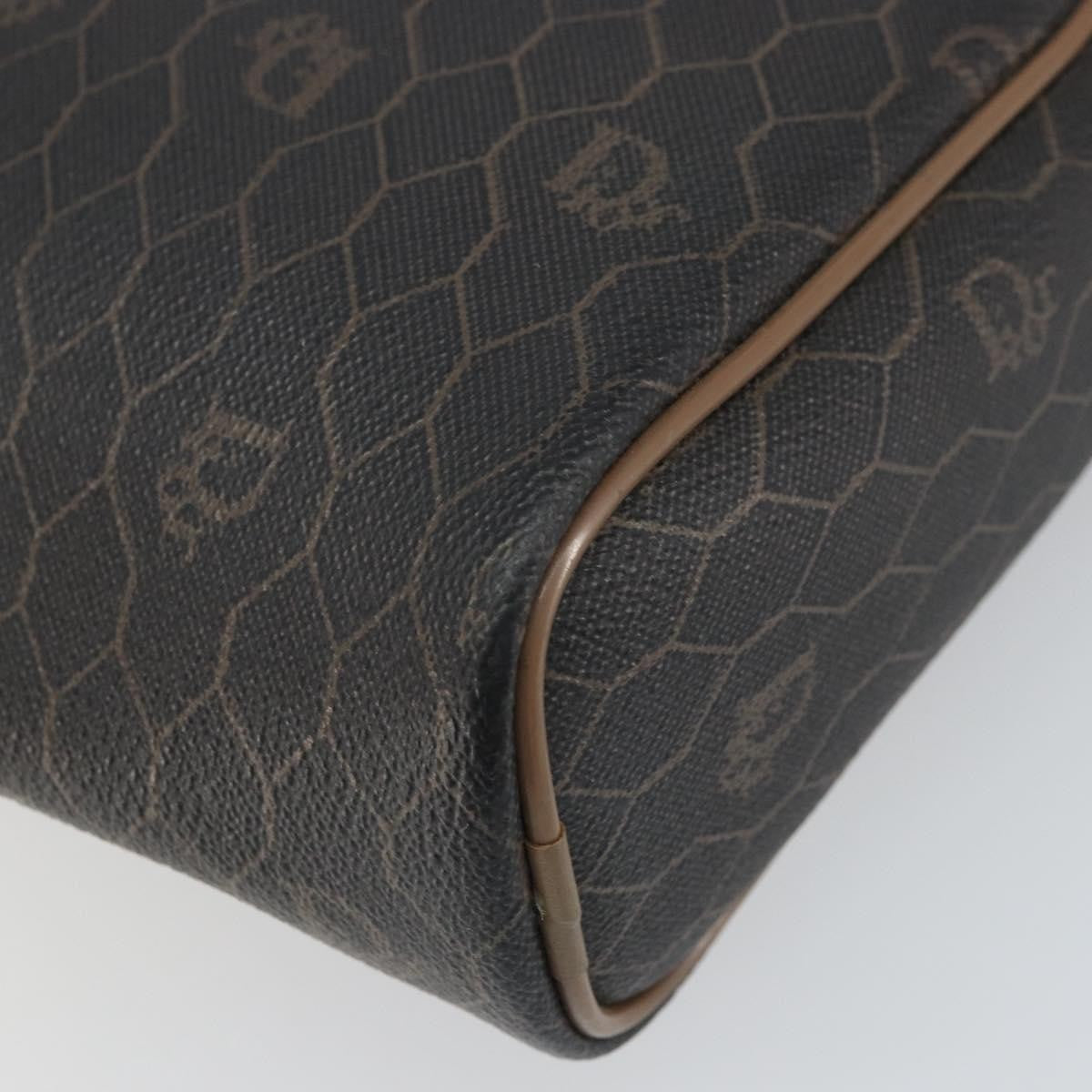 Christian Dior Vintage Honeycomb Zip Pouch Canvas and Leather, BLACK, CANVAS, Clutche & pouche