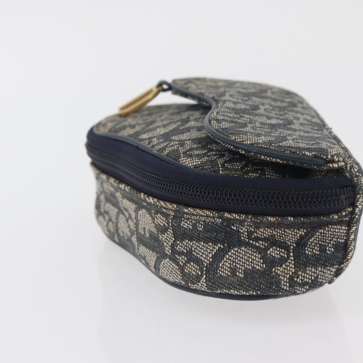 Christian Dior Vintage Saddle Coin Purse Diorissimo Canvas, Navy, Canvas, Clutch