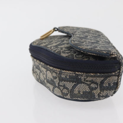 Christian Dior Vintage Saddle Coin Purse Diorissimo Canvas, Navy, Canvas, Clutch
